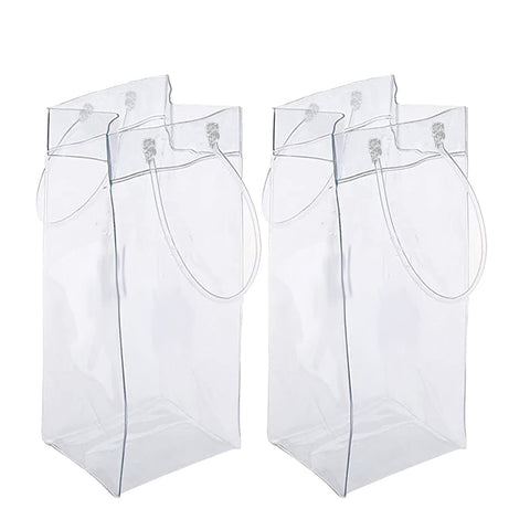 4 Pack Wine Ice Bag Beer Cooler Bag Portable Collapsible Clear PVC White Wine Chiller Ice Bag for Outdoor Party Cold In Australia - Darrahopens