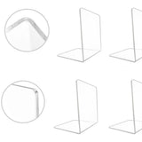 16 Pieces Bookends,Clear Acrylic Bookends for Shelves,Heavy Duty Book Ends and Desktop Organizer,Book Stopper