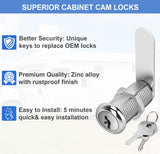 Cabinet Locks with Keys, Long Cam Locks keyed Alike, Cabinet Cam Lock Set for Cabinets RV Storage Locks Tool Box Lock Thick Drawer