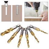 Combination Drill Tap Bit Set 6 Piece Hex Shank Quick Change HSS Titanium Coated Spiral Tap Drill Bit Include Spiral Screw Tap Set