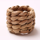 6pcs Round Woven Napkin Ring, Water Hyacinth Napkins Rings, Rustic Napkin Rings, Handmade Braided Grass Napkin Ring