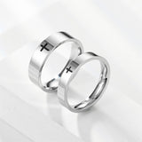 2 pcs Titanium Steel Cross Rings For Men And Women Unisex Jewelry Size 7 Fashion Accessories Creative Gift