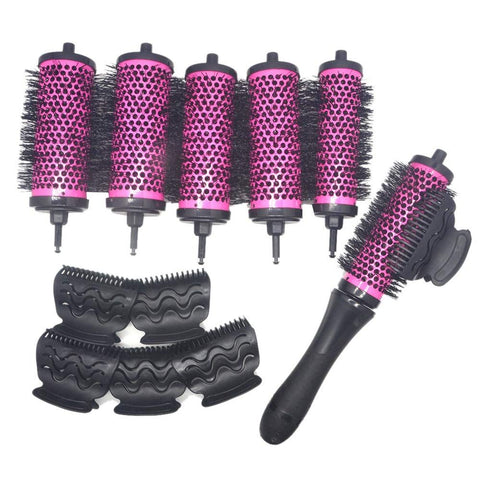 6pcs/set 3 Sizes Detachable Handle Hair Roller Brush with Positioning Clips Aluminum Ceramic Barrel Curler Comb Hairdresser In Australia - Darrahopens