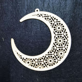 3 pcs Eid Mubarak Wooden Pendant Moon Starlight Set Ramadan Mubarak Festival Decoration (Wood Color)