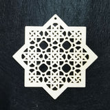 3 pcs Eid Mubarak Wooden Pendant Moon Starlight Set Ramadan Mubarak Festival Decoration (Wood Color)