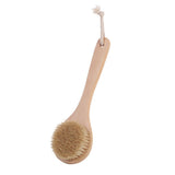 2 pcs Short Handle Dry Bath Body Brush Scrubber, Wood Handle Soft Horsehair Mane Natural Bristles Shower Brush