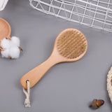 2 pcs Short Handle Dry Bath Body Brush Scrubber, Wood Handle Soft Horsehair Mane Natural Bristles Shower Brush