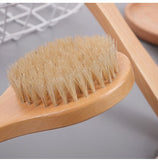2 pcs Short Handle Dry Bath Body Brush Scrubber, Wood Handle Soft Horsehair Mane Natural Bristles Shower Brush
