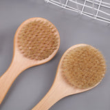 2 pcs Short Handle Dry Bath Body Brush Scrubber, Wood Handle Soft Horsehair Mane Natural Bristles Shower Brush