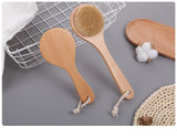 2 pcs Short Handle Dry Bath Body Brush Scrubber, Wood Handle Soft Horsehair Mane Natural Bristles Shower Brush