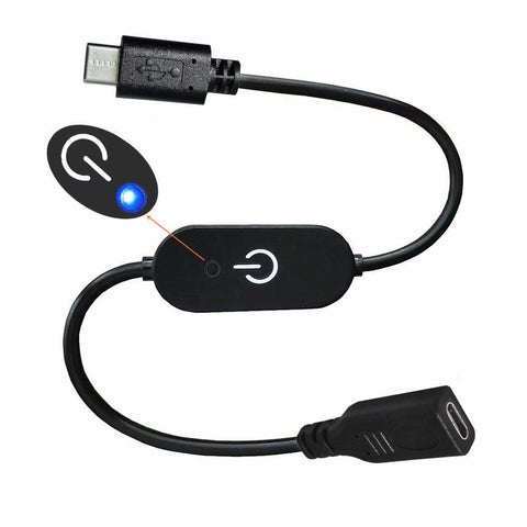 2 pcs USB C Switch Extension Cable, USB Type C Male to Female Touch Switch Controller, LED Touch Inline Dimmer USB C Cable Dimmer