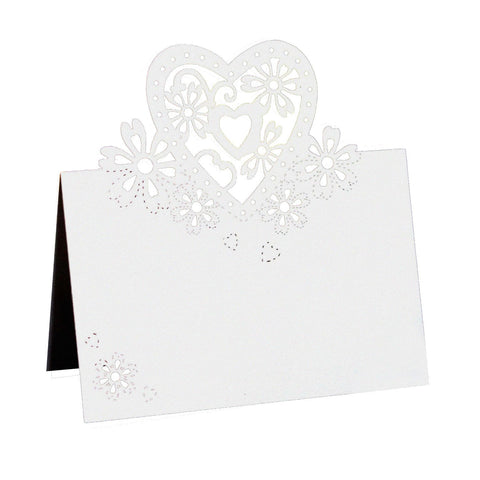 50PCS Place Cards Table Cards Name Cards for Table Setting 3D Love Heart Flower Hollow Out Paper Card Banquet Seat Card Place Card In Australia - Darrahopens