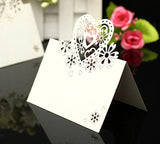 50PCS Place Cards Table Cards Name Cards for Table Setting 3D Love Heart Flower Hollow Out Paper Card Banquet Seat Card Place Card In Australia - Darrahopens
