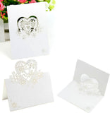 50PCS Place Cards Table Cards Name Cards for Table Setting 3D Love Heart Flower Hollow Out Paper Card Banquet Seat Card Place Card