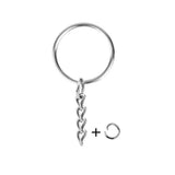 30 set Split Keyrings with Chain Silver Keychain Ring, Key Chains Rings Parts with Open Jump Ring and Connector.