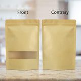 100 Pcs Resealable bags,Stand Up Kraft Paper Bags with Matte Window, Zip Lock Food Storage Bags for Packaging Products, Reusable