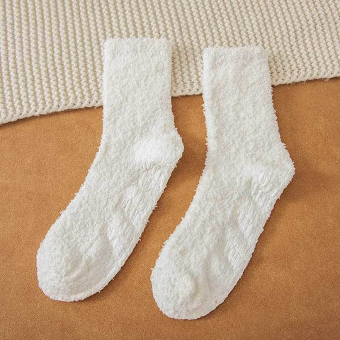 5 pcs Women Fuzzy Slipper Socks with Grippers Soft Winter Cozy Fleece Fluffy Non Skid Warm Crew Comfy Hospital Socks