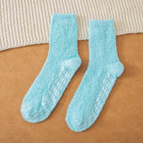 5 pcs Women Fuzzy Slipper Socks with Grippers Soft Winter Cozy Fleece Fluffy Non Skid Warm Crew Comfy Hospital Socks