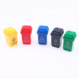 5pcs Mini Trash Can Toy Mini Wheelie Bin Dollhouse Waste Container Miniature Sorting Garbage Bin Model