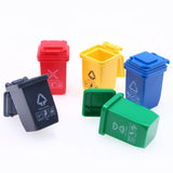 5pcs Mini Trash Can Toy Mini Wheelie Bin Dollhouse Waste Container Miniature Sorting Garbage Bin Model