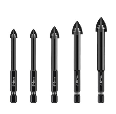 Masonry Drill Bit, Concrete Drill Bit Set, Tungsten Carbide Tip, Hex Shank Drill Bits, Cement Drill Bits 5 Pcs
