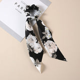 4 pcs Flower Long Tail Bow Hair Ties, Classy Women Girl Hair Styling Accessories, 90s Vintage Big Satin French Style Headdress Dec