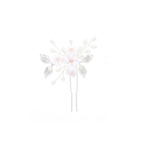 5Pcs Peal Flower Hair Pins Pearl Bridal Hair Pins Silver Wedding Hair Piece Wedding Hair Accessories Hair Flowers for Women Girls