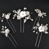 5Pcs Peal Flower Hair Pins Pearl Bridal Hair Pins Silver Wedding Hair Piece Wedding Hair Accessories Hair Flowers for Women Girls In Australia - Darrahopens
