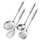 4 pcs Utensil Sets Stainless Steel Cooking Utensils: Metal Kitchen Utensil Set Nonstick Turner Spatula Spoons Scoop Kit