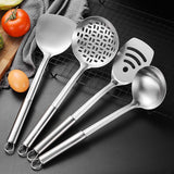 4 pcs Utensil Sets Stainless Steel Cooking Utensils: Metal Kitchen Utensil Set Nonstick Turner Spatula Spoons Scoop Kit