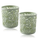 4 Pcs Desktop Office Storage Organizer Creative Round Hollow Leaves Tropical Palm Leaves Design Pen Pencil Holder Organizer