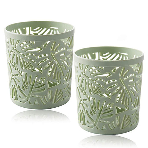 4 Pcs Desktop Office Storage Organizer Creative Round Hollow Leaves Tropical Palm Leaves Design Pen Pencil Holder Organizer