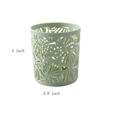 4 Pcs Desktop Office Storage Organizer Creative Round Hollow Leaves Tropical Palm Leaves Design Pen Pencil Holder Organizer