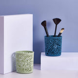 4 Pcs Desktop Office Storage Organizer Creative Round Hollow Leaves Tropical Palm Leaves Design Pen Pencil Holder Organizer