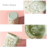 4 Pcs Desktop Office Storage Organizer Creative Round Hollow Leaves Tropical Palm Leaves Design Pen Pencil Holder Organizer