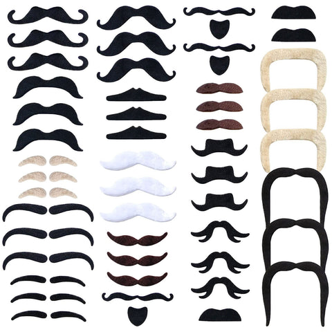 48 Pieces Fake Mustaches Novelty Self Adhesive Fake Mustache Set for Performance Masquerade Halloween Party Supplies In Australia - Darrahopens