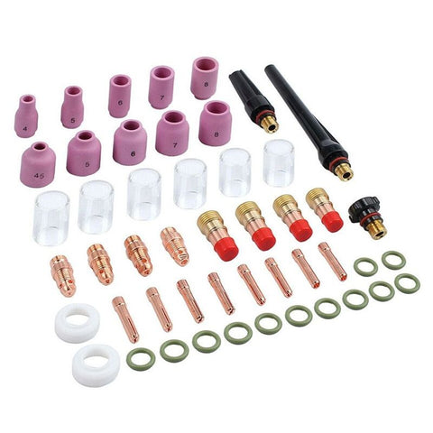 Welding torch accessory kit collar Alumina nozzle Gas lens Glass cup welding parts 49 pcs For PTA 9 PTA 9V PTW 20
