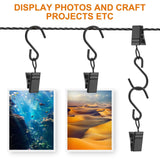 10 PCS Curtain Clips with S Hooks for Outdoor String Lights, This Stainless Steel S Hooks with Clips Also Work Clips