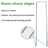 6 inch U-Shaped Landscape Staples and Fixing Gasket Set of 50, Garden Landscape Staples for Outdoor Irrigation Hoses, Fixed Fences