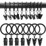 50 Pack Metal Curtain Rings with Clips, Curtain Hangers Clips, Drapery Clips with Rings, , Vintage Black