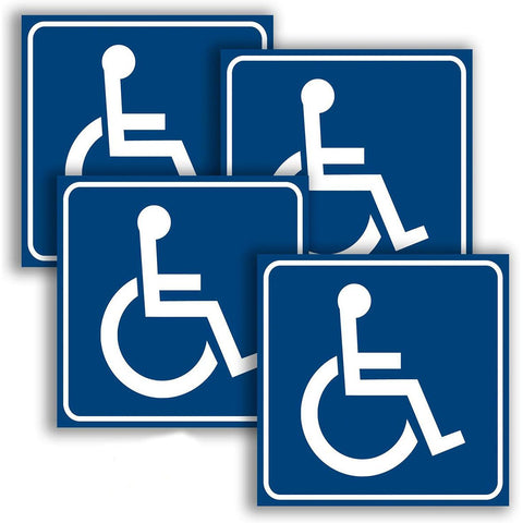 Disabled Stickers Kit - Handicap accessible Wheelchair - for Indoor and Outdoor Use - Car Van Truck Lorry Camper (4-Piece kit)