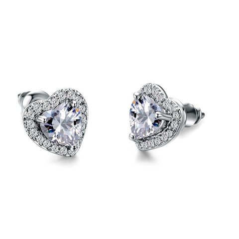3 pcs Sterling Silver Birthstone Stud Earrings for Women, Heart/Teardrop/Square Crystal Solitaire Diamond Studs Halo Earrings In Australia - Darrahopens