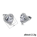 3 pcs Sterling Silver Birthstone Stud Earrings for Women, Heart/Teardrop/Square Crystal Solitaire Diamond Studs Halo Earrings In Australia - Darrahopens