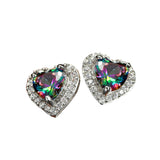3 pcs Sterling Silver Birthstone Stud Earrings for Women, Heart/Teardrop/Square Crystal Solitaire Diamond Studs Halo Earrings In Australia - Darrahopens