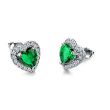 3 pcs Sterling Silver Birthstone Stud Earrings for Women, Heart/Teardrop/Square Crystal Solitaire Diamond Studs Halo Earrings