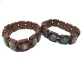 4 Pcs Wooden Rosary Bracelet Elastic Stretch Bangle with Pictures of Goddess Prayer Manifestation Bracelet