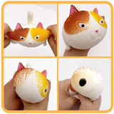 2 pcs Cute Cat Shaped Ball, Tension and Stretching Balls Anti Stress Relief Toys Cat Ball Sensory Toys for Children and Adults
