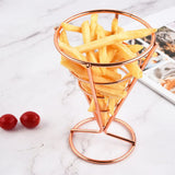 Food Tray French Fries Stands Serving Holder Cone Metal Wire Basket Fried Snack Basket for Home Parties Backyard Picnics