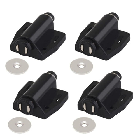 4 Pack Single Magnet Cabinet Snap Invisible Furniture Door Rebounder Cabinet Wardrobe Door Closer Easy Install Black