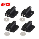 4 Pack Single Magnet Cabinet Snap Invisible Furniture Door Rebounder Cabinet Wardrobe Door Closer Easy Install Black